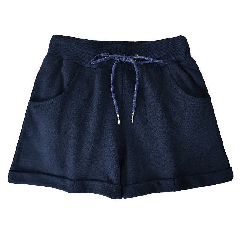 纯棉运动短裤女 夏季翻边大码跑步学生宽松显瘦沙滩阔腿休闲热裤