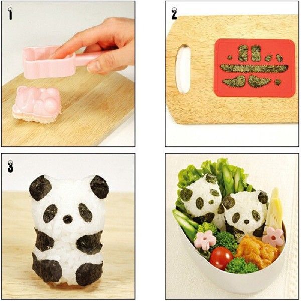 速发3D Panda Form Sushi Set Cute Sushi Rice Ball Mold Punch