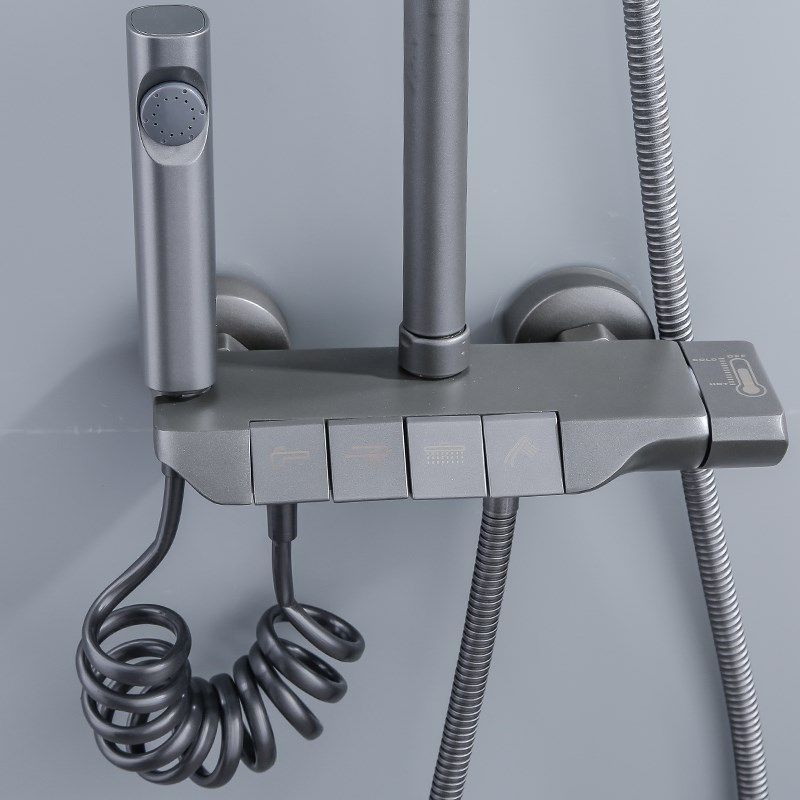 全铜枪灰色恒温沐浴花洒套装钢琴按键淋雨浴室卫浴冷热增压喷头,家装主材,恒温花洒套装,淘宝优惠券,粉丝福利购,淘宝优惠卷