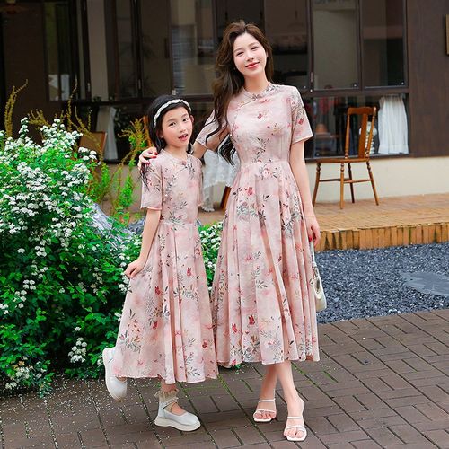 亲子装新中式国风改良旗袍2024夏季新款高级感洋气母女装连衣裙潮