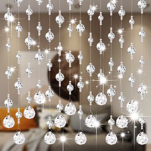 水晶帘子客厅隔间帘门帘玄关屏风卧室装饰珠子珠帘厕所挂帘免打孔