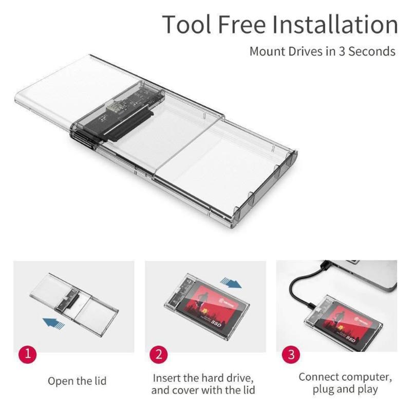 HDD SSD Case 2.5 inch SATA to USB 3.1 Transparent 5Gbps Gen