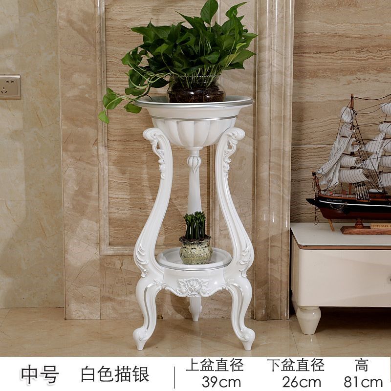 小众高货欧式花架简约阳台花盆架子多层客厅花架落地置物架白色仿