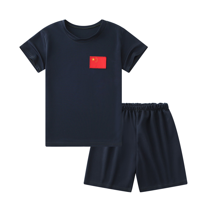 儿童短袖迷彩服t恤套装夏季速干体能服男女童夏令营军训t恤半袖装