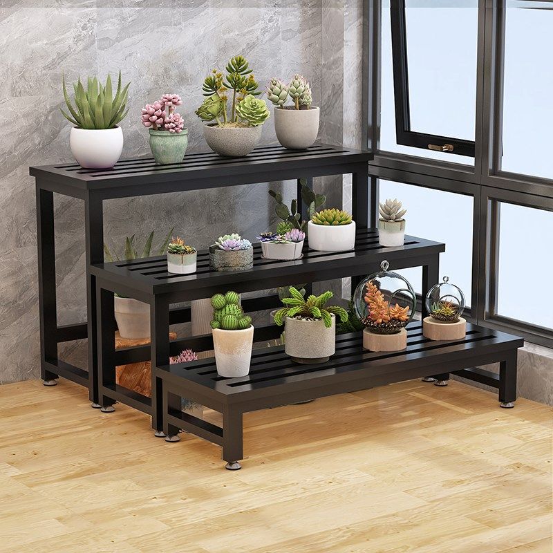 新款花架铁艺阶梯式不锈钢阳台空调外机置物架户外庭院室外落地