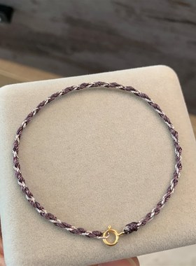 14K包金手绳细粗款友谊手链脚绳金线手工编织红绳女男情侣可穿珠