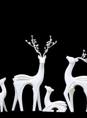 户外园林玻璃钢抽象古铜梅花鹿雕塑售楼部小区草坪动物装饰品摆件