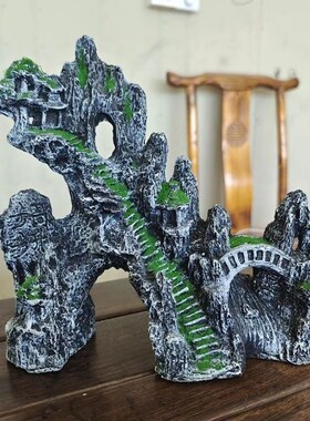 鱼缸造景石头假山天然树脂造景仿真石头用品龟鱼缸装饰水族箱