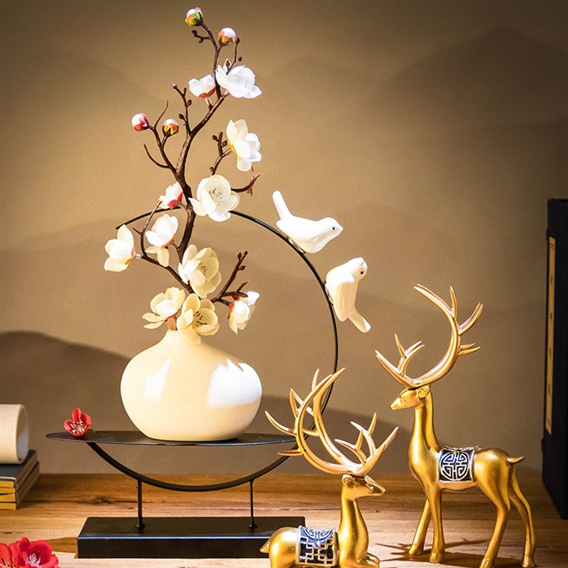 O6AM新中式禅意古风茶室家居桌C面装饰品客厅博古架腊梅插花花瓶