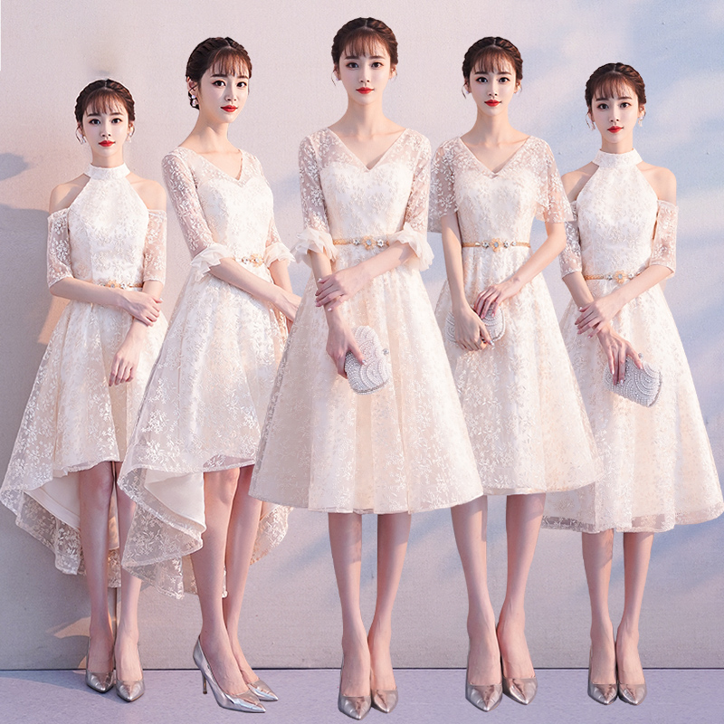 小晚礼服女2021新款秋冬宴会伴娘服蕾丝气质平时可穿Y姐妹团连衣