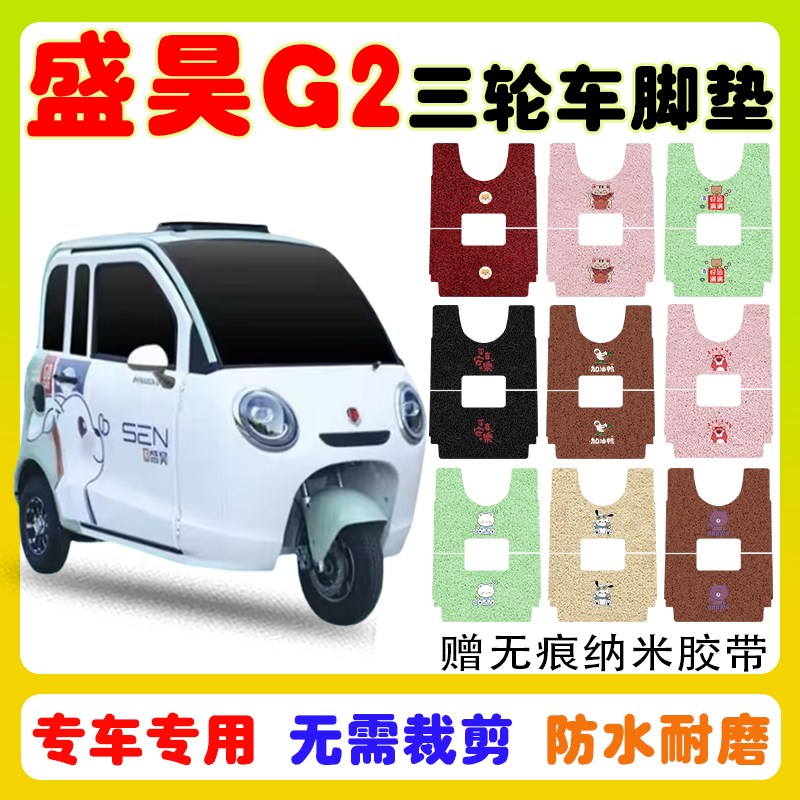 盛昊G2电动三轮车脚垫防水防滑耐磨耐脏丝圈N脚踩踏板垫卡通定制