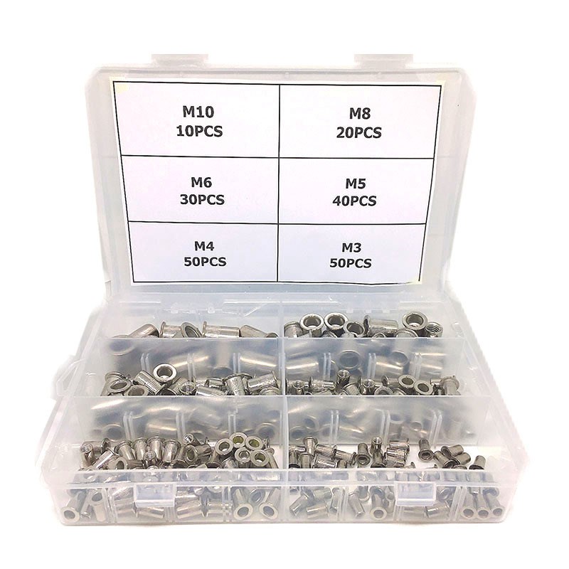 230/165/200PCS拉铆螺母组合盒装 304不锈钢公英制铆螺母M3-M12