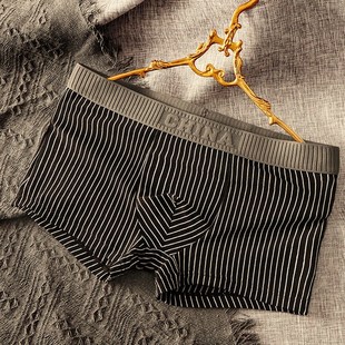 短裤 头 男士 平角裤 衩男式 条纹裤 男生男款 纯棉男四角裤 内裤 新款 夏季