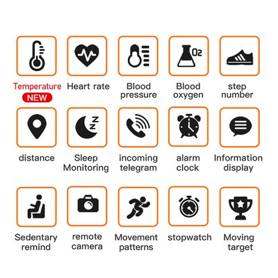 New Temperature Smart Watch Women Men electronic Smartband F