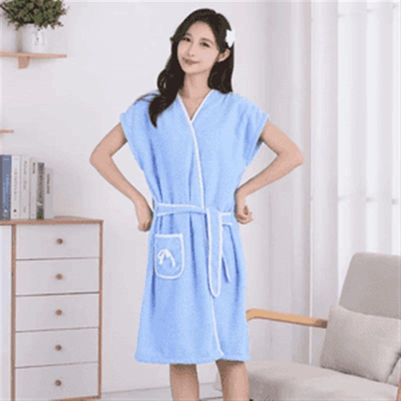 可穿式浴袍可爱浴巾成人家用长款速干吸水连帽学生漫游泳Q