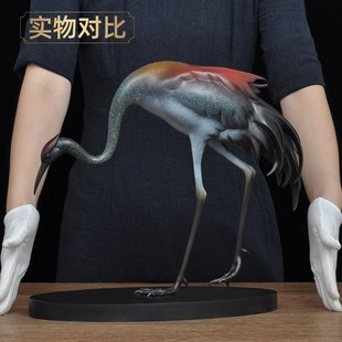 彩铜丹顶鹤摆件中式铜鹤工艺品家居客厅玄关装饰品乔迁新居礼品