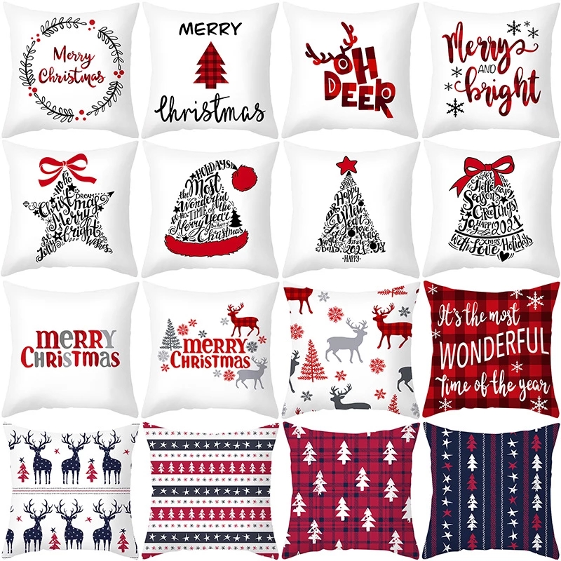 速发45cm Christmas Cushion Cover Navidad Merry Christmas Dec 节庆用品/礼品 节日装扮用品 原图主图