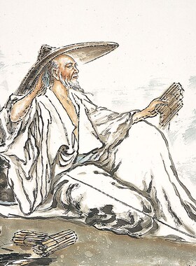姜太公钓鱼图卷轴画渔具店装饰画姜子牙人物画客厅书房丝绸画挂画