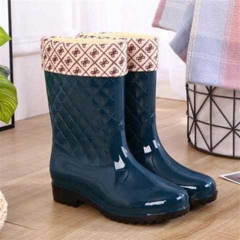 新款雨鞋女时尚款外穿雨靴水鞋女防水防滑中筒软长筒高筒加绒水靴