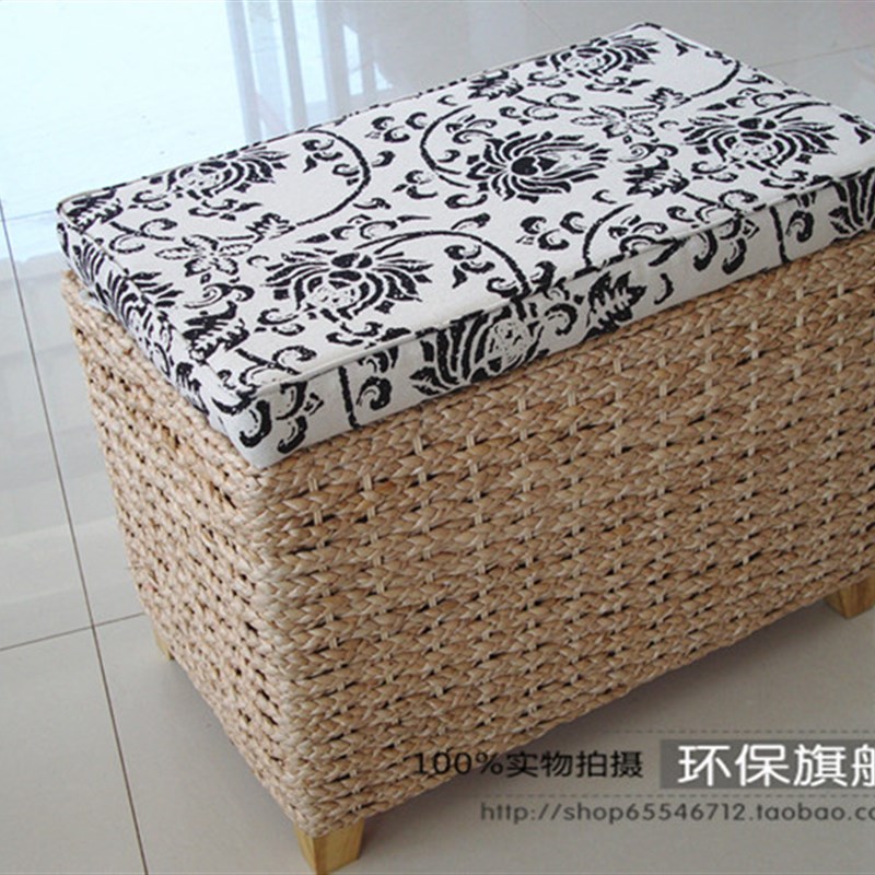 现货包邮草编换鞋凳 储物凳沙发凳穿鞋凳子 时尚收纳凳 现代 简约