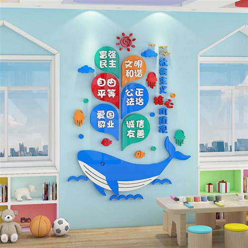幼儿园小a学班级布置社会主义核心价值观文化墙贴布置教室墙面装