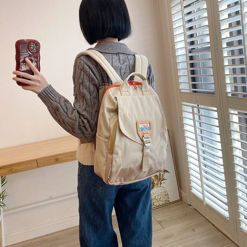 月神集物双肩包女通勤休闲电脑背包米白纯色旅行户外徒步帆布背包,箱包皮具/热销女包/男包,时尚帆布包,淘宝优惠券,粉丝福利购,淘宝优惠卷