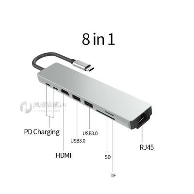 USB Type C To HDMI 4K sVGA Adapter RJ45 Lan Ethernet SD TF U