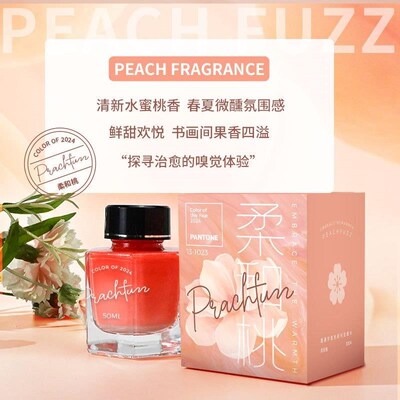 墨水2024年度限定色钢笔彩墨潘通流行色柔和桃银粉颜料防水型