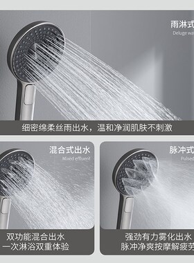 暗装花洒套装 全铜冷热隐藏嵌入式枪灰色墙出水 暗藏入墙式淋浴