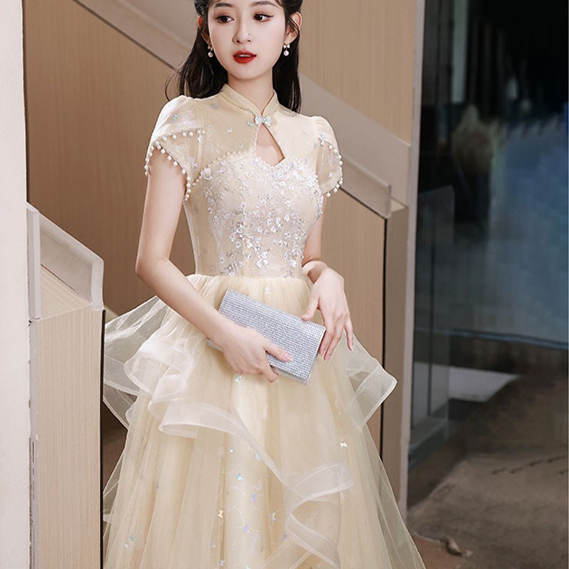 晚礼服女大童2024新款艺考气质长裙大码高端小众轻奢主持人高级感