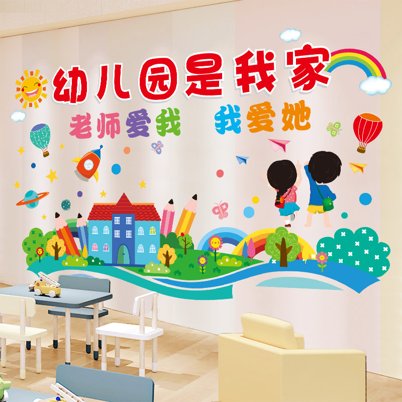 幼儿园环创主题墙布置教室走廊墙面装饰J文化墙儿童照片墙贴纸贴