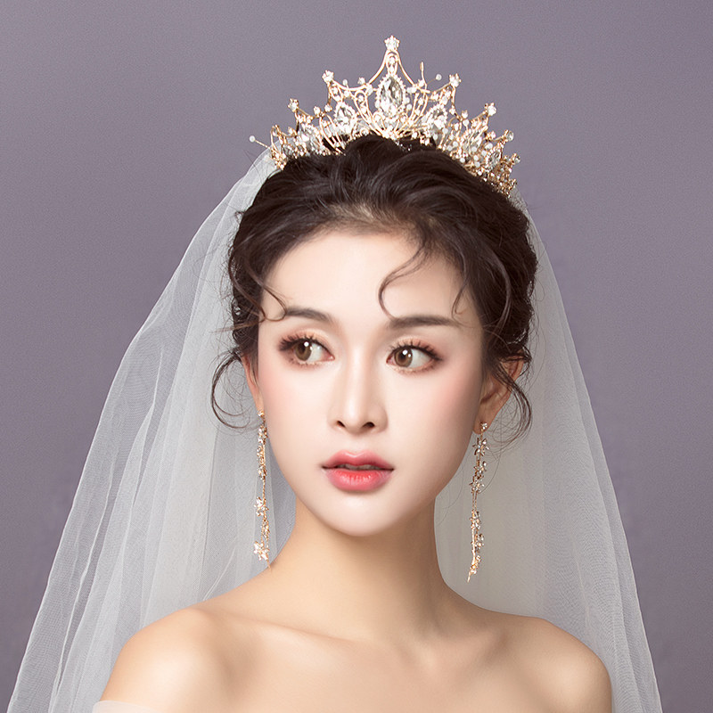 新品韩式奢华新娘头饰森系仙美高级感婚纱礼服配饰公主生日王冠发