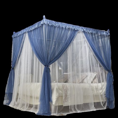 新款公主风双层纱宫廷落地蚊帐加厚密三开门床幔防尘方顶家用卧室