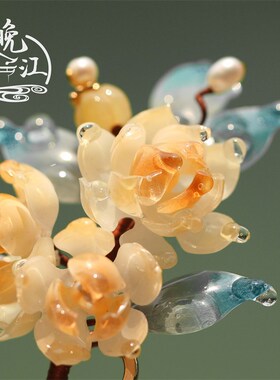 暖霁热缩花发簪盘发发夹边夹汉服发梳古风复古明制头饰发钗簪子女