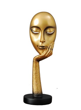 北欧轻奢面具人物摆件创意抽象女人脸家居客厅酒柜电视柜装饰现货