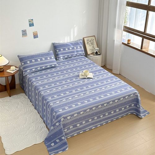 加厚纯棉老粗布床单单件不起皱24新款单人被单宿舍枕套床盖三件套