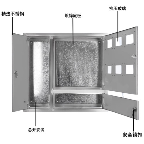 6户不锈钢电表箱配电箱r单相电表箱成套不锈钢配电箱户外防雨电箱