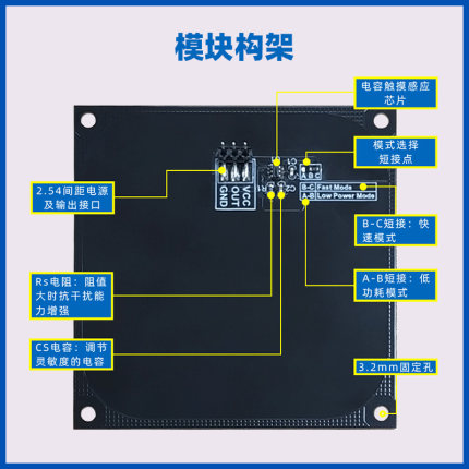 手掌大面积电容触摸按键传感器模块识别检测 AT42QT1010触摸开关