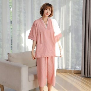 家居睡衣按摩桑拿服浴服 汗蒸服女高档亚麻可爱情侣装 男款 大码 长款