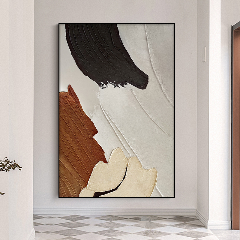 现代抽象大气靠墙挂画客厅玄关背景墙落地装饰画丙烯立体手绘壁画图片