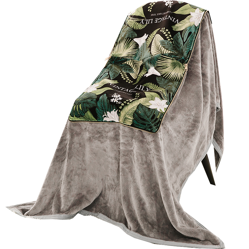 简约花鸟抱枕毯被子两用汽v车沙发抱枕空调毯办公室午休被毯保暖