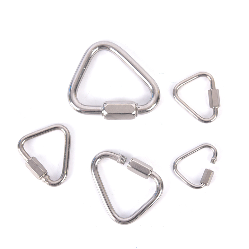 网红1pcs Triangle Carabiner Stainless Steel Keychain Snap Cl