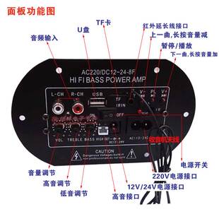 速发内置蓝牙功放板低音炮配件车载6寸8寸10寸12V24V220V电脑音响