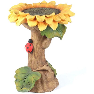 Polyresin Sunflower Bird BaJth 树脂向日葵花鸟浴花园装饰品