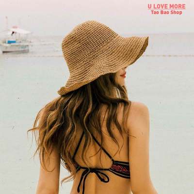 速发Simple Girl Sun Hat Wide Brim Floppy Summer Hats for Wom