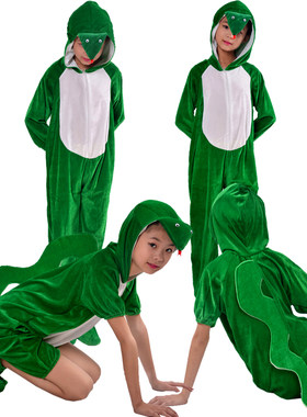 新款儿童动物小蛇演出服装幼儿园亲子舞台表演服青蛇卡通成人服装