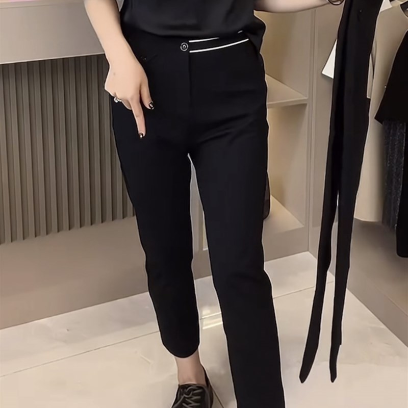 梨型身材直筒烟管裤子女2024新款夏季大码女装胖mm薄款九分西装裤