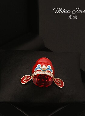喜庆中国风红色高档刀马旦胸针y女中式旗袍晚礼服新娘新郎胸花襟