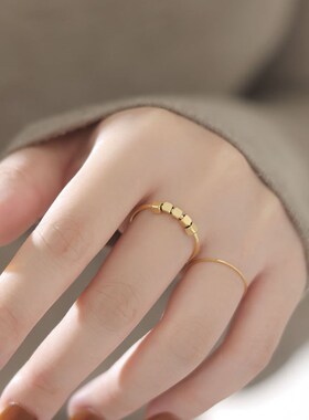 现货高级感24k小金块戒指女轻奢A高小众设计指环2024年新款潮百搭