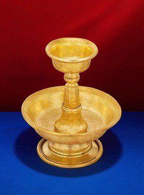 尼泊尔铜鎏金护法杯手工供杯居家供具供佛供茶杯护法杯大号16cm